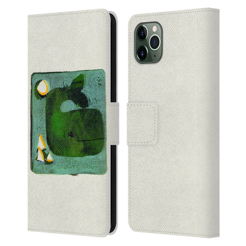 Wyanne Animals 2 Green Whale Monoprint Leather Book Wallet Case Cover For Apple iPhone 11 Pro Max