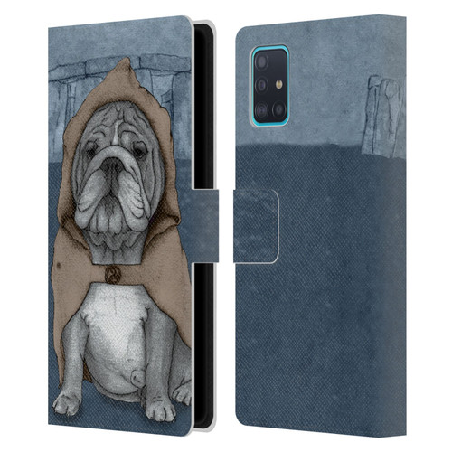 Barruf Dogs English Bulldog Leather Book Wallet Case Cover For Samsung Galaxy A51 (2019)