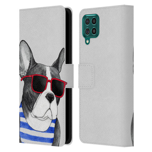 Barruf Dogs Frenchie Summer Style Leather Book Wallet Case Cover For Samsung Galaxy F62 (2021)