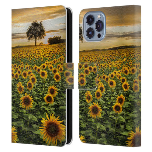 Celebrate Life Gallery Florals Big Sunflower Field Leather Book Wallet Case Cover For Apple iPhone 14
