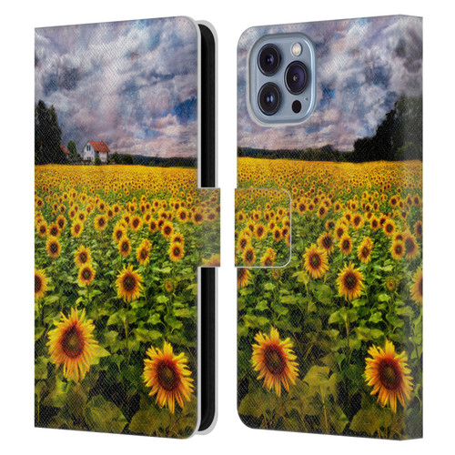 Celebrate Life Gallery Florals Dreaming Of Sunflowers Leather Book Wallet Case Cover For Apple iPhone 14