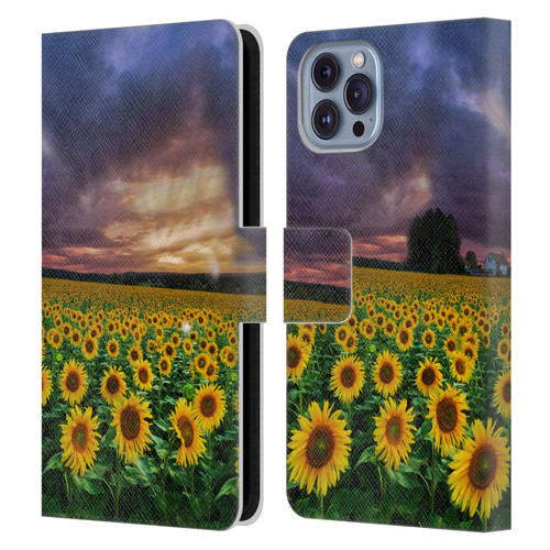 Celebrate Life Gallery Florals Stormy Sunrise Leather Book Wallet Case Cover For Apple iPhone 14