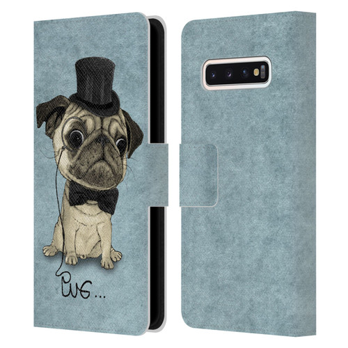 Barruf Dogs Gentle Pug Leather Book Wallet Case Cover For Samsung Galaxy S10