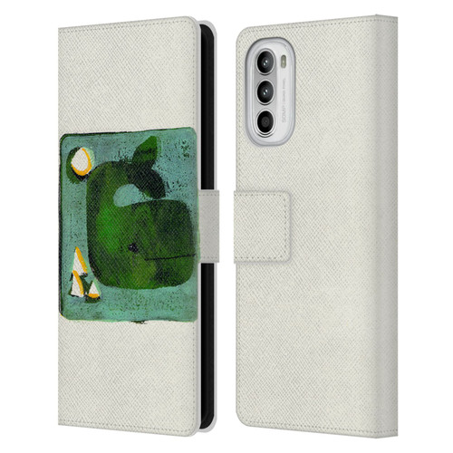 Wyanne Animals 2 Green Whale Monoprint Leather Book Wallet Case Cover For Motorola Moto G52