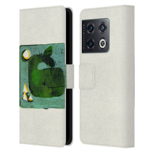 Wyanne Animals 2 Green Whale Monoprint Leather Book Wallet Case Cover For OnePlus 10 Pro