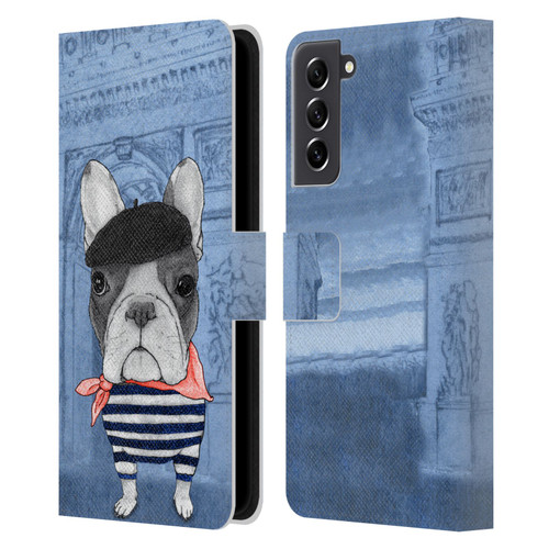 Barruf Dogs French Bulldog Leather Book Wallet Case Cover For Samsung Galaxy S21 FE 5G