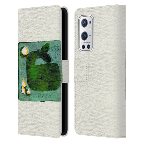 Wyanne Animals 2 Green Whale Monoprint Leather Book Wallet Case Cover For OnePlus 9 Pro