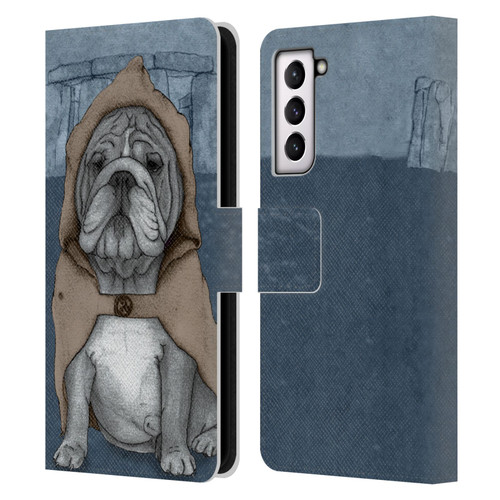 Barruf Dogs English Bulldog Leather Book Wallet Case Cover For Samsung Galaxy S21 5G