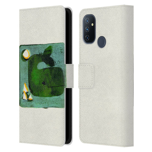 Wyanne Animals 2 Green Whale Monoprint Leather Book Wallet Case Cover For OnePlus Nord N100