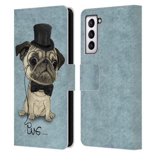 Barruf Dogs Gentle Pug Leather Book Wallet Case Cover For Samsung Galaxy S21 5G