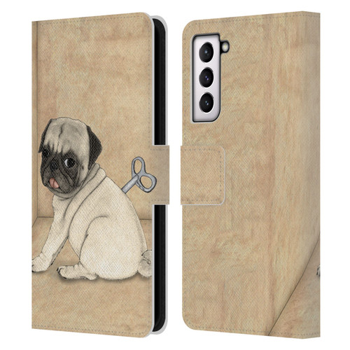 Barruf Dogs Pug Toy Leather Book Wallet Case Cover For Samsung Galaxy S21 5G