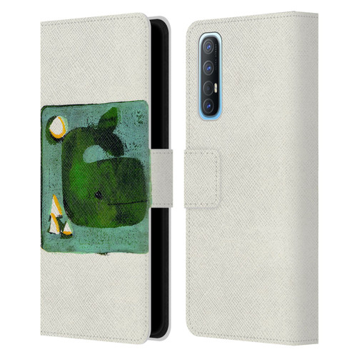 Wyanne Animals 2 Green Whale Monoprint Leather Book Wallet Case Cover For OPPO Find X2 Neo 5G