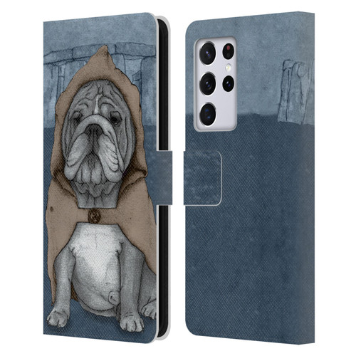 Barruf Dogs English Bulldog Leather Book Wallet Case Cover For Samsung Galaxy S21 Ultra 5G