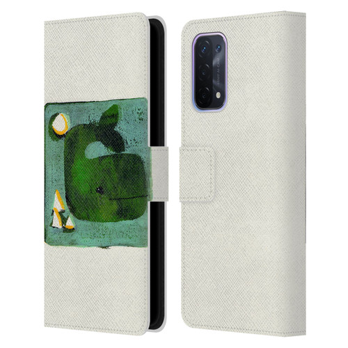 Wyanne Animals 2 Green Whale Monoprint Leather Book Wallet Case Cover For OPPO A54 5G