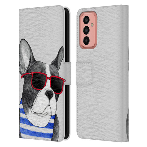 Barruf Dogs Frenchie Summer Style Leather Book Wallet Case Cover For Samsung Galaxy M13 (2022)