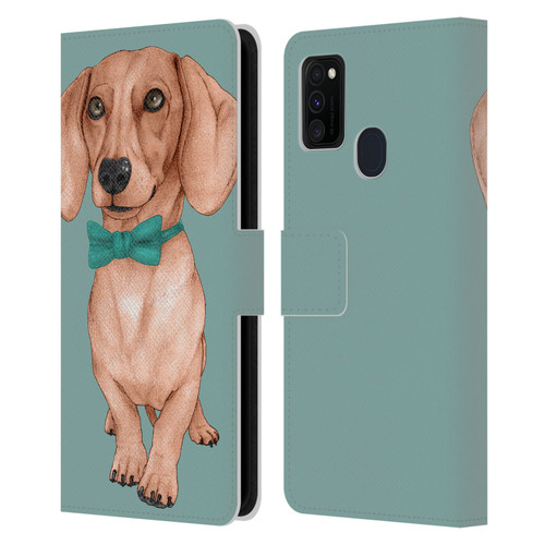 Barruf Dogs Dachshund, The Wiener Leather Book Wallet Case Cover For Samsung Galaxy M30s (2019)/M21 (2020)