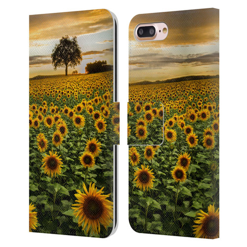 Celebrate Life Gallery Florals Big Sunflower Field Leather Book Wallet Case Cover For Apple iPhone 7 Plus / iPhone 8 Plus