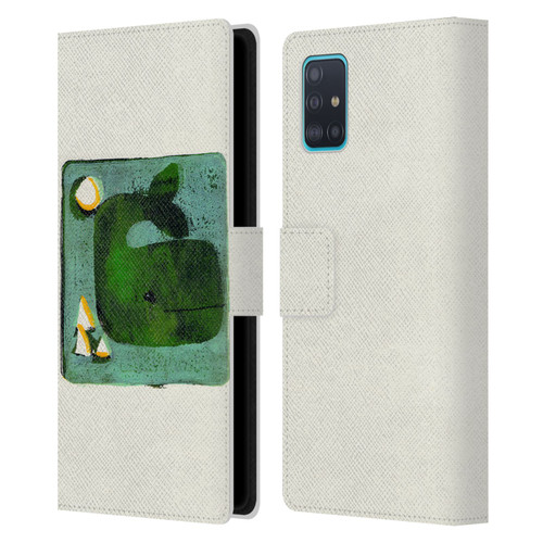 Wyanne Animals 2 Green Whale Monoprint Leather Book Wallet Case Cover For Samsung Galaxy A51 (2019)