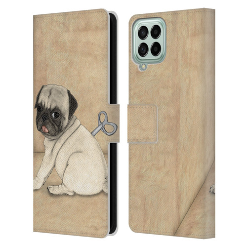 Barruf Dogs Pug Toy Leather Book Wallet Case Cover For Samsung Galaxy M53 (2022)