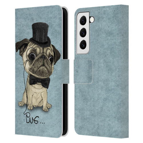 Barruf Dogs Gentle Pug Leather Book Wallet Case Cover For Samsung Galaxy S22 5G