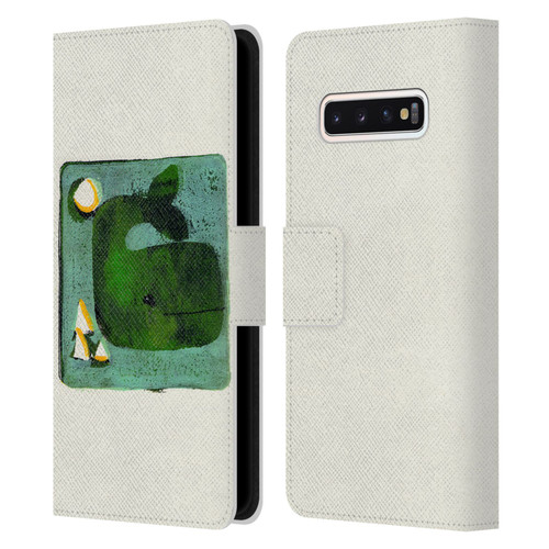 Wyanne Animals 2 Green Whale Monoprint Leather Book Wallet Case Cover For Samsung Galaxy S10