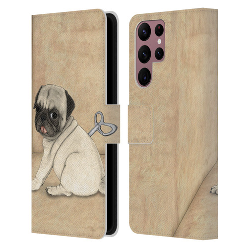 Barruf Dogs Pug Toy Leather Book Wallet Case Cover For Samsung Galaxy S22 Ultra 5G