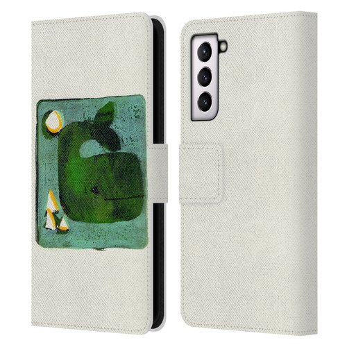 Wyanne Animals 2 Green Whale Monoprint Leather Book Wallet Case Cover For Samsung Galaxy S21 5G