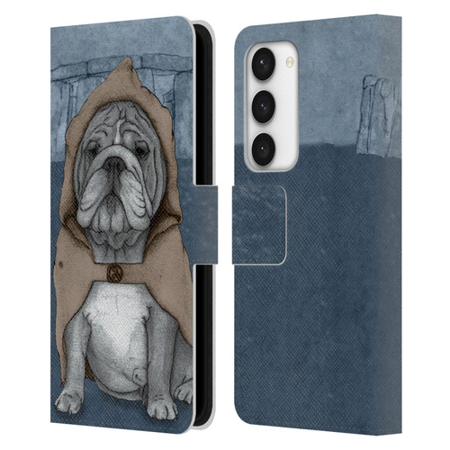 Barruf Dogs English Bulldog Leather Book Wallet Case Cover For Samsung Galaxy S23 5G