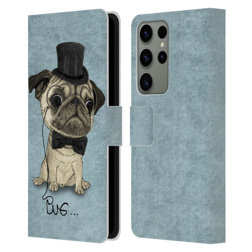 Barruf Dogs Gentle Pug Leather Book Wallet Case Cover For Samsung Galaxy S23 Ultra 5G