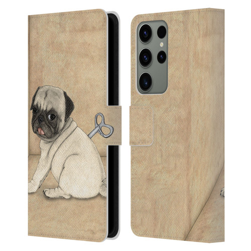 Barruf Dogs Pug Toy Leather Book Wallet Case Cover For Samsung Galaxy S23 Ultra 5G