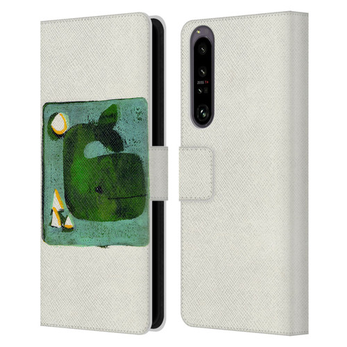 Wyanne Animals 2 Green Whale Monoprint Leather Book Wallet Case Cover For Sony Xperia 1 IV