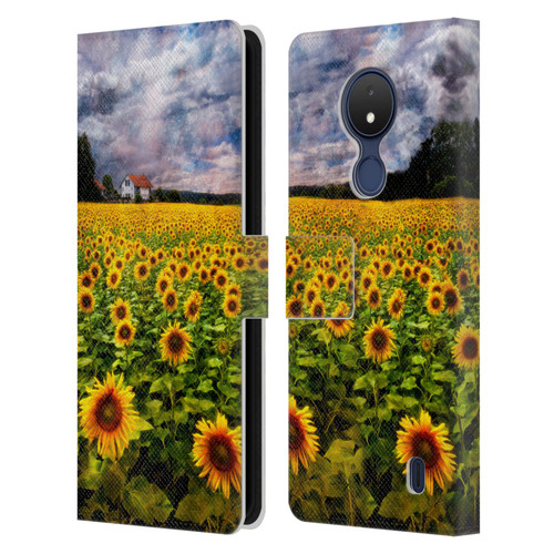 Celebrate Life Gallery Florals Dreaming Of Sunflowers Leather Book Wallet Case Cover For Nokia C21