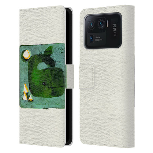 Wyanne Animals 2 Green Whale Monoprint Leather Book Wallet Case Cover For Xiaomi Mi 11 Ultra