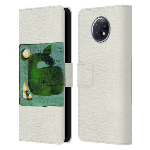 Wyanne Animals 2 Green Whale Monoprint Leather Book Wallet Case Cover For Xiaomi Redmi Note 9T 5G