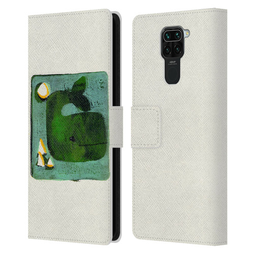 Wyanne Animals 2 Green Whale Monoprint Leather Book Wallet Case Cover For Xiaomi Redmi Note 9 / Redmi 10X 4G