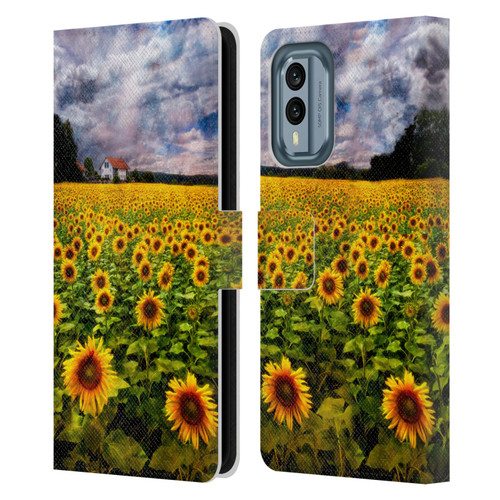 Celebrate Life Gallery Florals Dreaming Of Sunflowers Leather Book Wallet Case Cover For Nokia X30