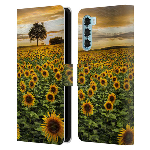 Celebrate Life Gallery Florals Big Sunflower Field Leather Book Wallet Case Cover For Motorola Edge S30 / Moto G200 5G