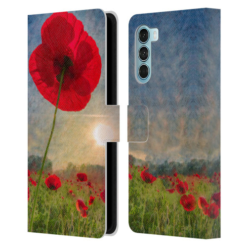 Celebrate Life Gallery Florals Red Flower Leather Book Wallet Case Cover For Motorola Edge S30 / Moto G200 5G