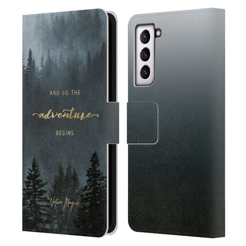 Nature Magick So The Adventure Begins Quote Trees Leather Book Wallet Case Cover For Samsung Galaxy S21 5G