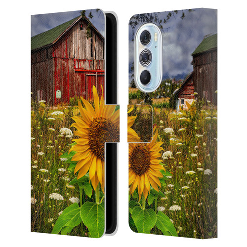 Celebrate Life Gallery Florals Barn Meadow Flowers Leather Book Wallet Case Cover For Motorola Edge X30