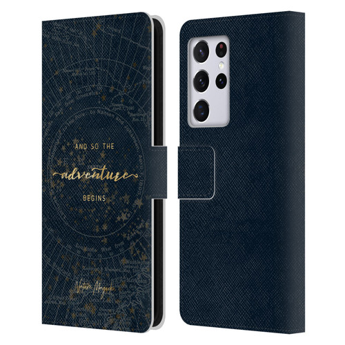 Nature Magick So The Adventure Begins Quote Star Map Leather Book Wallet Case Cover For Samsung Galaxy S21 Ultra 5G