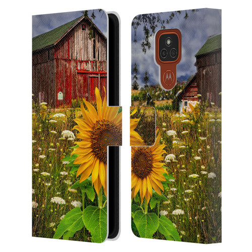 Celebrate Life Gallery Florals Barn Meadow Flowers Leather Book Wallet Case Cover For Motorola Moto E7 Plus