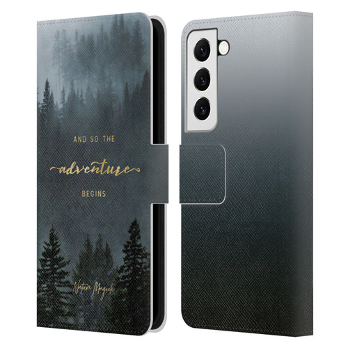 Nature Magick So The Adventure Begins Quote Trees Leather Book Wallet Case Cover For Samsung Galaxy S22 5G