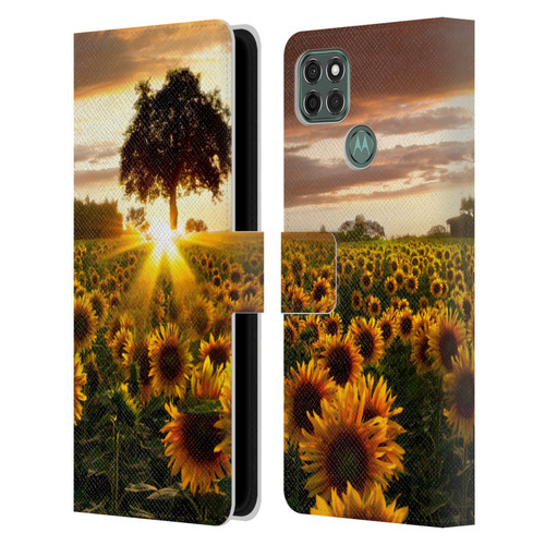 Celebrate Life Gallery Florals Fields Of Gold Leather Book Wallet Case Cover For Motorola Moto G9 Power