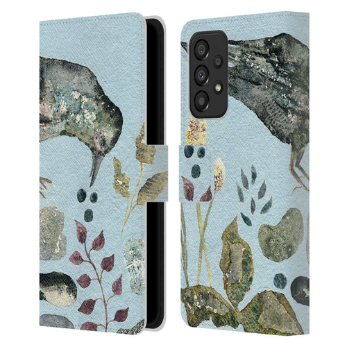 Wyanne Birds Fallen Blueberries Leather Book Wallet Case Cover For Samsung Galaxy A33 5G (2022)