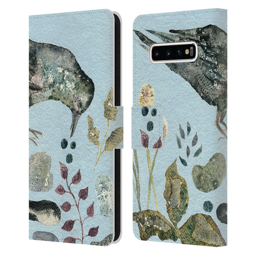 Wyanne Birds Fallen Blueberries Leather Book Wallet Case Cover For Samsung Galaxy S10+ / S10 Plus