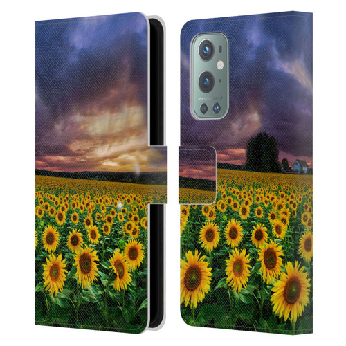 Celebrate Life Gallery Florals Stormy Sunrise Leather Book Wallet Case Cover For OnePlus 9