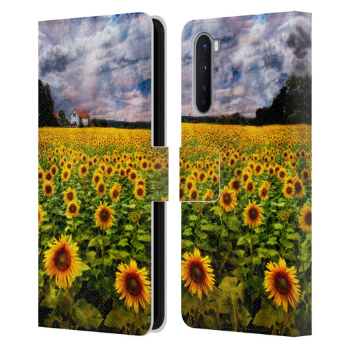 Celebrate Life Gallery Florals Dreaming Of Sunflowers Leather Book Wallet Case Cover For OnePlus Nord 5G