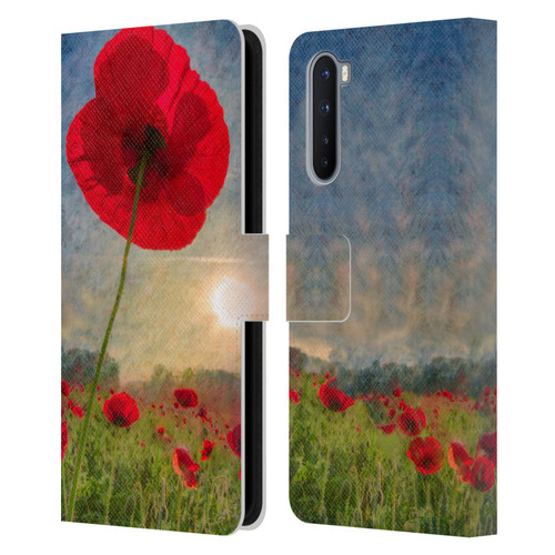 Celebrate Life Gallery Florals Red Flower Leather Book Wallet Case Cover For OnePlus Nord 5G