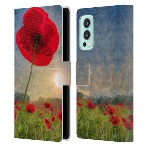 Celebrate Life Gallery Florals Red Flower Leather Book Wallet Case Cover For OnePlus Nord 2 5G